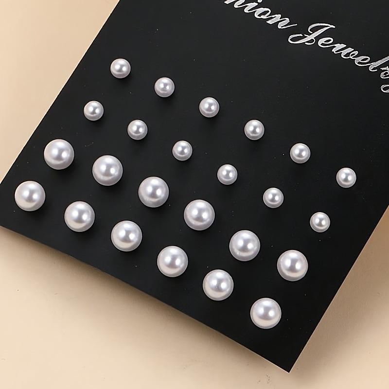 12Pairs Elegant Imitation Zircon Stud Earrings Simple Ball Bead Earring Set Women's Charming Wedding Party Bridal Zircon