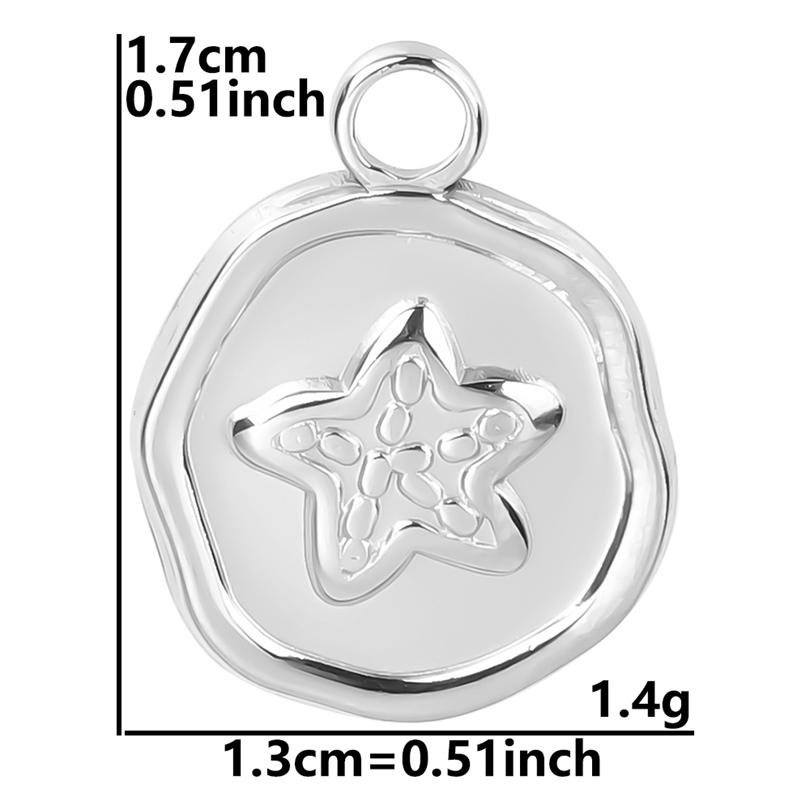 Titanium Steel Charm Silver Color Sea Animal Starfish Tail Sea Wave Shape Stainless Steel Charms For Jewelry Making Bulk Pendant