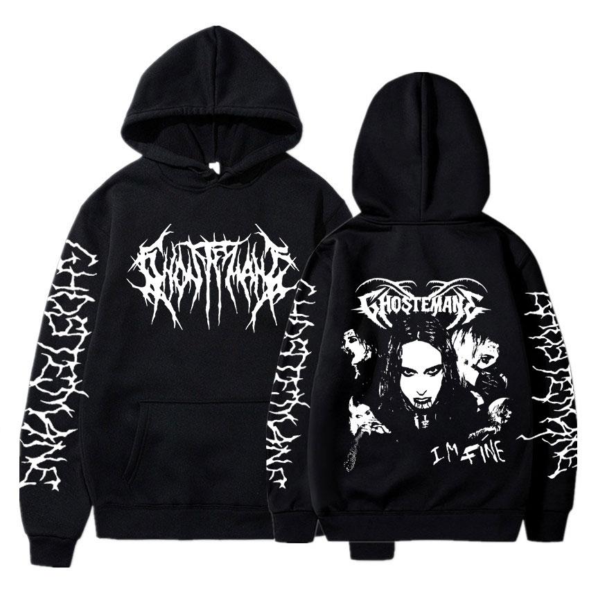 Ghostemane Mikina s potiskem na obou stranách Pánská Móda Hip Hop Metal Rock Mikiny Gotické Oversize Mikina Tepláková souprava Streetwear