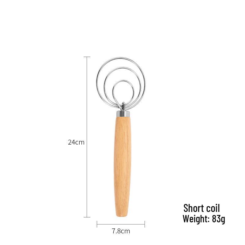 Stainless Steel Egg Beater & Dough Mixer with Wooden Handle