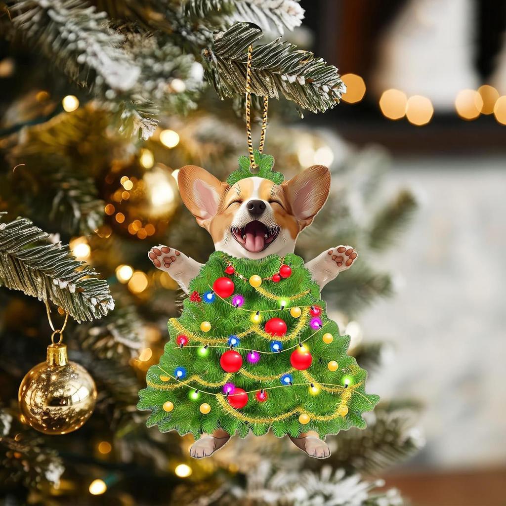 Acrylic Christmas Dog Pendant Home Tree Window Hanging Decor Gift Christmas Tree Ornament Party Supplies Home Decor Kids Gift