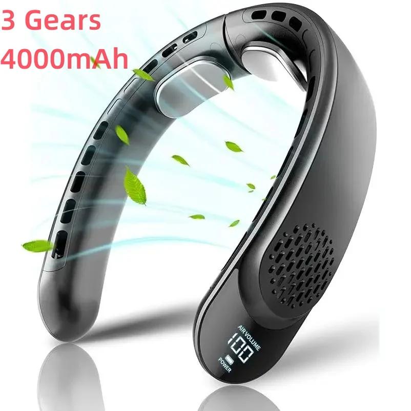 2024 Nou ventilator cu turbină cu gât USB Quad-Core Design fără palete Control ușor și transportat pentru cadou de vară portabil în aer liber portabil