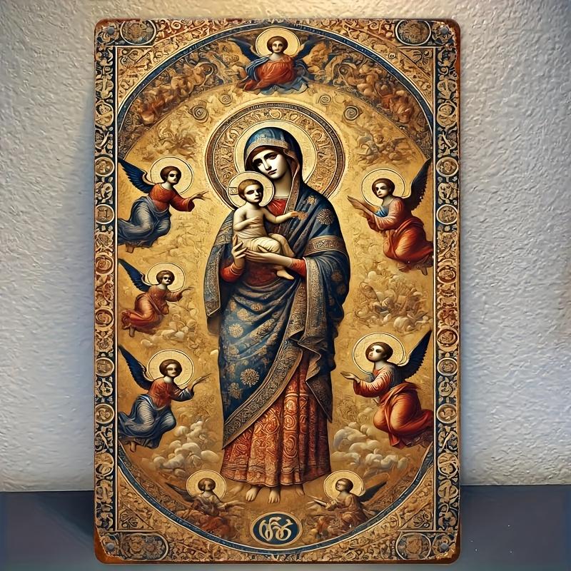 Двумерная плоская русская православная икона «Богородица Всемилостивая» Железный религиозный декор для дома Кухни 20x30cm