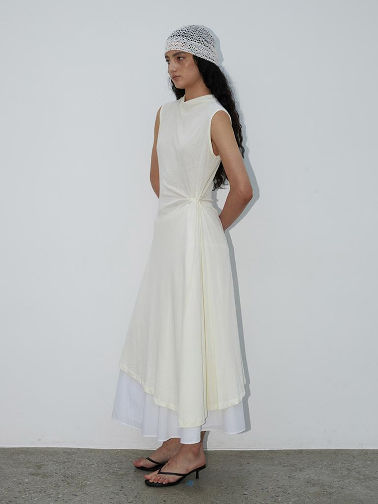 Text Room Toba Knotted Dress Light Yellow