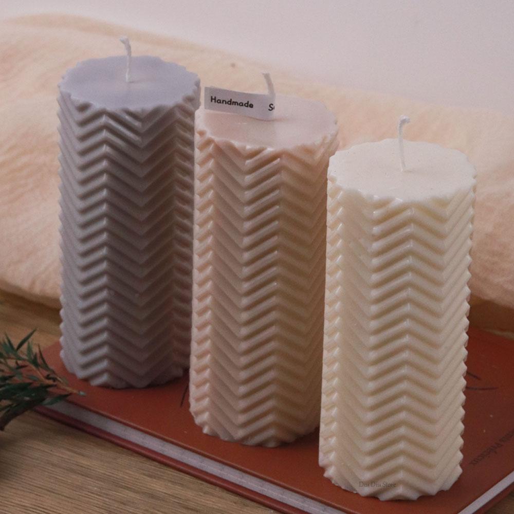 Geometric Silicone Candle Mold DIY Horizontal Stripes Cylindrical Scented Candle Making Soap Resin Carft Molds Home Crafts Decor