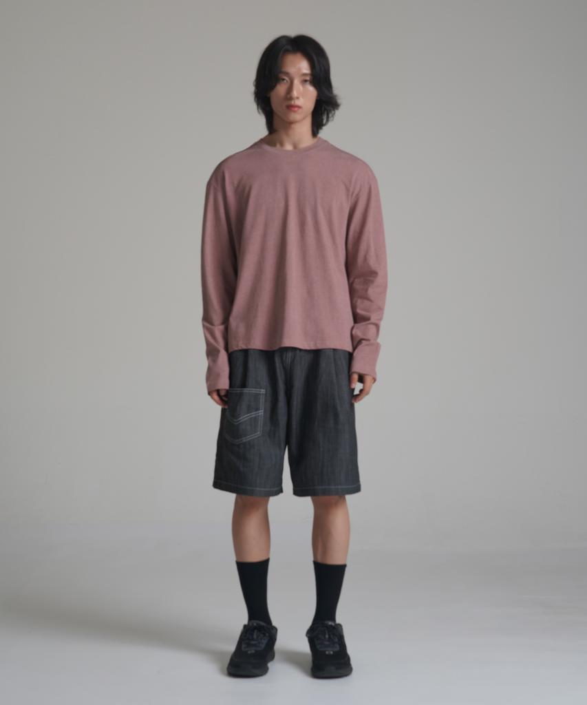 Noming Loose Fit Cropped Pigment Long Sleeve - Burgundy