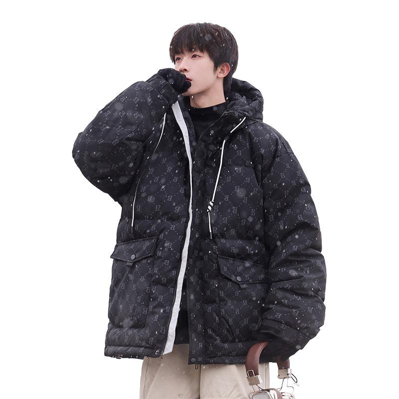 Winter new duck down jacket temperament versatile thickened men's and women's short fashion hooded jacket