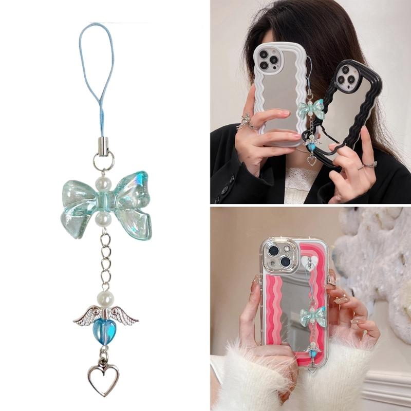 Elegant Heart Phone Lanyard Charm Aesthetic Accessory Wallet Adornment Phone Embellishment Suitable for Backpack Key
