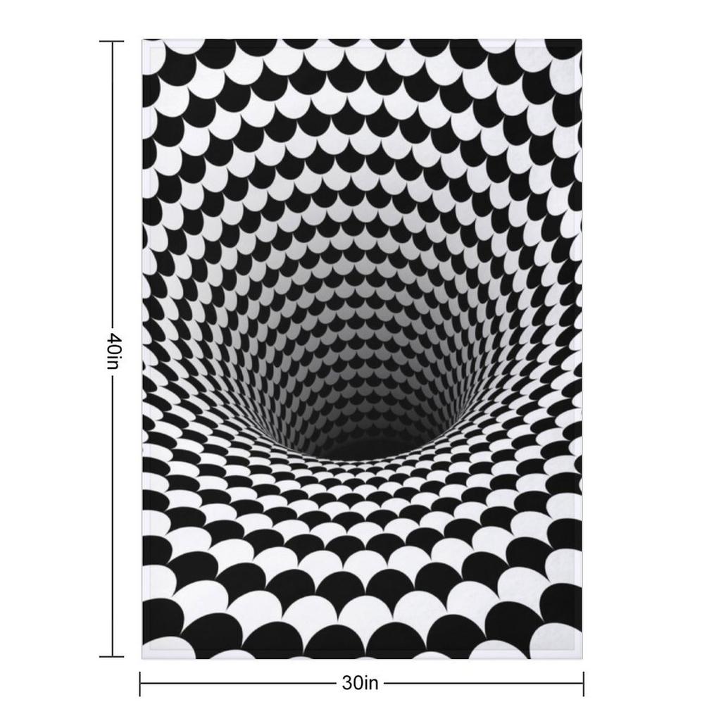 Optical Illusion Black and White Scales Houndstooth Black Hole Vortex Throw Blanket Hairys Kid'S Blankets