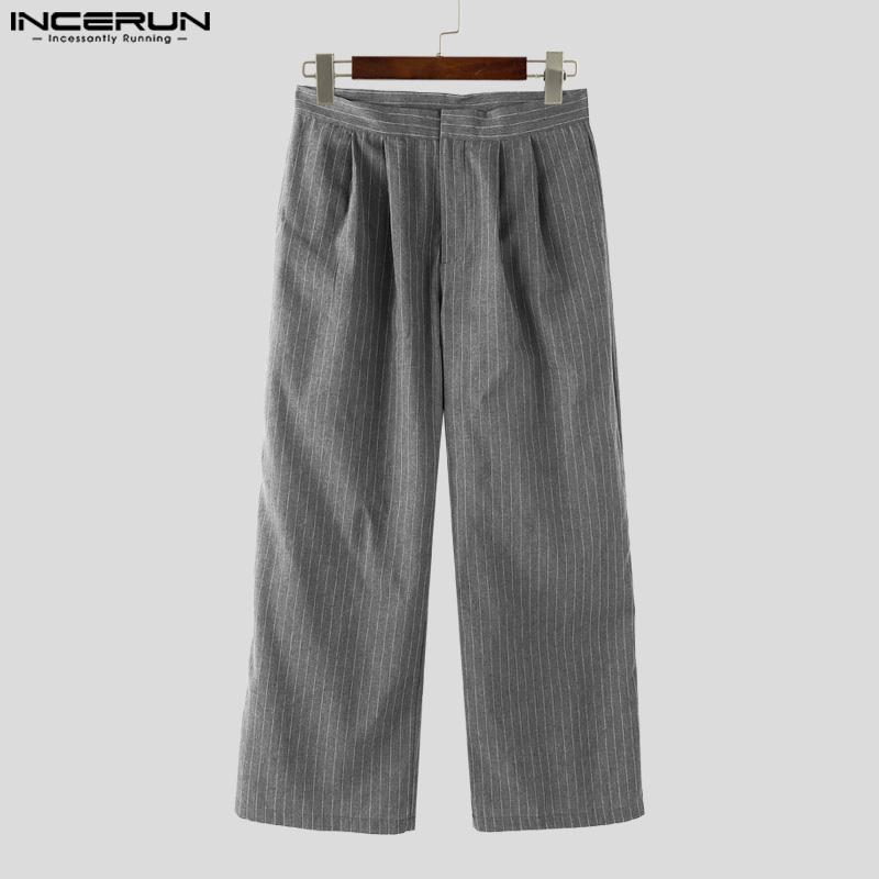 INCERUN Two Pieces Men Halter Neck Sleeveless Vest and Zipper Up Long Suit Pants Sets