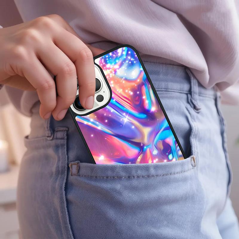Holographic Iridescent Phone Case For iPhone 17 Air 15 16e 14 13 Pro Max Coque 12 11 Pro Max PLUS cover