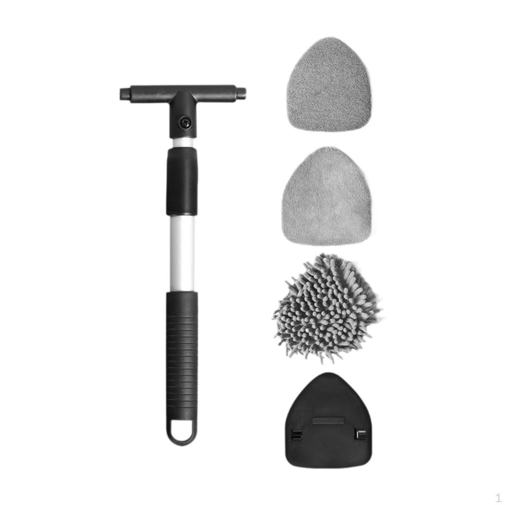 Car Window Cleaner Tool with Extendable Handle And 4 Washable Pads for Auto Detailing
