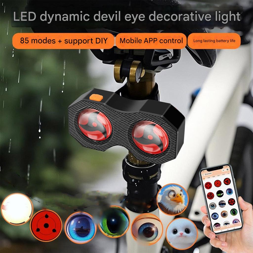 High Brightness Devil Eyes Bicycles Rear Light Programmable Bike Tail Lamp Dynamic LED Bicycles Tail Light Enduring