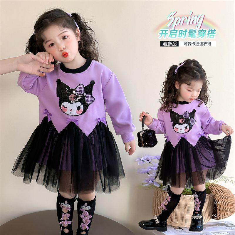 Cute Cartoon Tulle Princess Dress For Girls Long Sleeve Spring Autumn Party Gown Baby Toddler Clothing 90