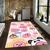 Cute Cartoon Pink Bear Panda Pattern Carpet for Bedroom Decor Kids Suitable for Use As an Anti-slip for Living Room Bedroom Sofas