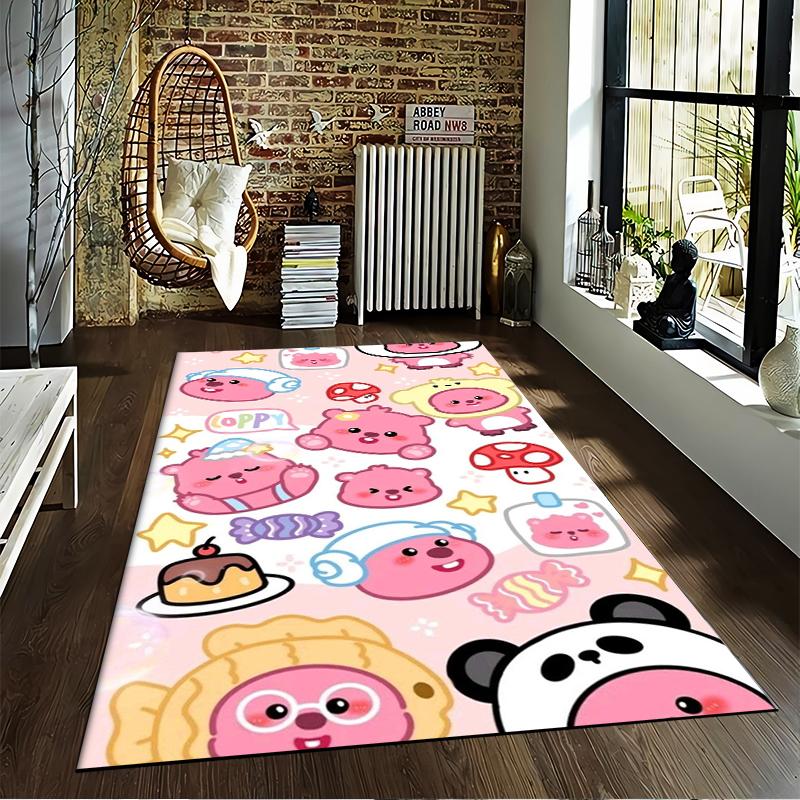Cute Cartoon Pink Bear Panda Pattern Carpet for Bedroom Decor Kids Suitable for Use As an Anti-slip for Living Room Bedroom Sofas