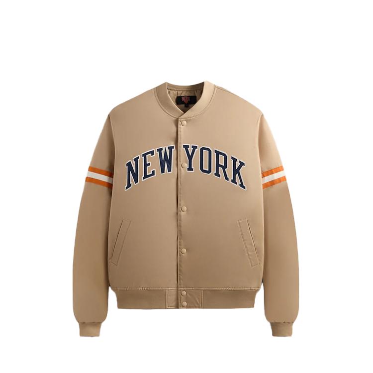 

Kith Для New York Knicks Wings атласная куртка-бомбер, мужская верхняя одежда, цвет загар KHM010693-3041 S