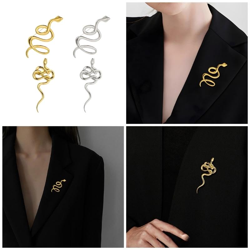 Unique Gold Snake Brooch Symbolizing Strength and Elegant Fashionable Accessory for Parties or Business Meetings
