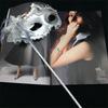 Maschera da Ballo Principessa Veneziana Portatile da Donna Maschera Laterale Floreale con Bastoncino Festa di Carnevale Mascherata Maschera di Piume