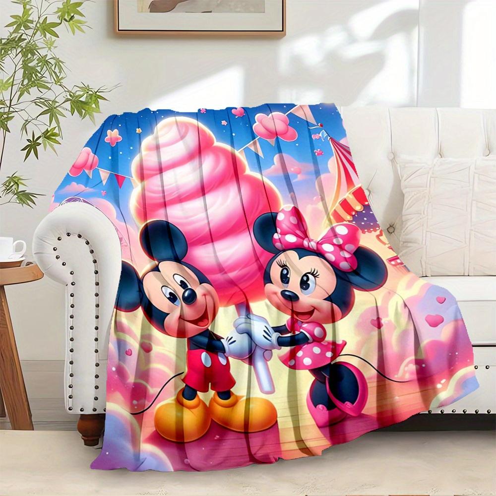 

1pc flannel minnie mouse and mickey mouse hand in hand bedding throw blanket sofa cover gift home decoration plush throw 75x90cm