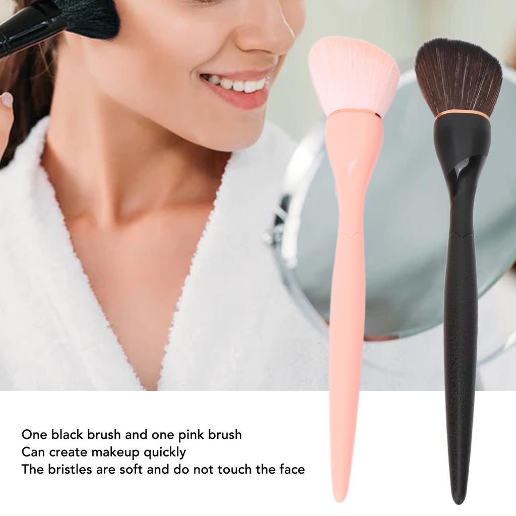 2PCS Angled Contour Brush Black Pink Artificial Fiber Accurate Coloring Soft Bristle Makeup Brush Set