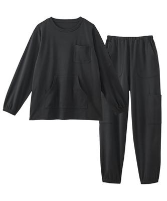 Nissen Cotton 15 Size 6L Women's Pajama/Loungewear Set, Blend, Pockets, Multi-Pocket Set, Black,