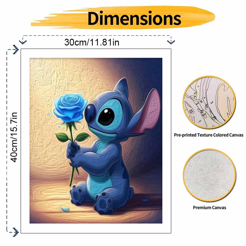 Disney Stitch blue rose oil painting art painting kit handmade diy gift home decoration painting for adults paint by numbers canvas art sets