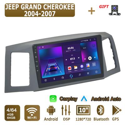 Autoradio Android Carplay pour Jeep Grand Cherokee 2004-2007, lecteur multimédia, unité principale, stéréo, navigation GPS, BT, WIFI, 4+64 Go