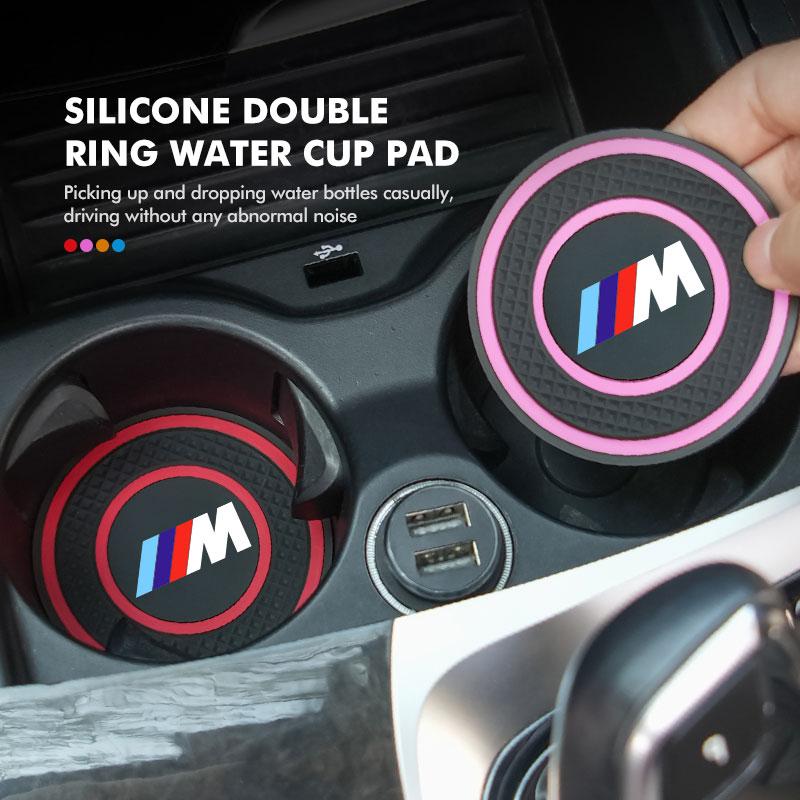 For BMW 2pcs Silicone Car Anti-Slip Water Cup Pads Durable Car Cup Holder Mat Performance X1 X3 X5 E39 E46 E90 F20 E60 F30 M3 M5
