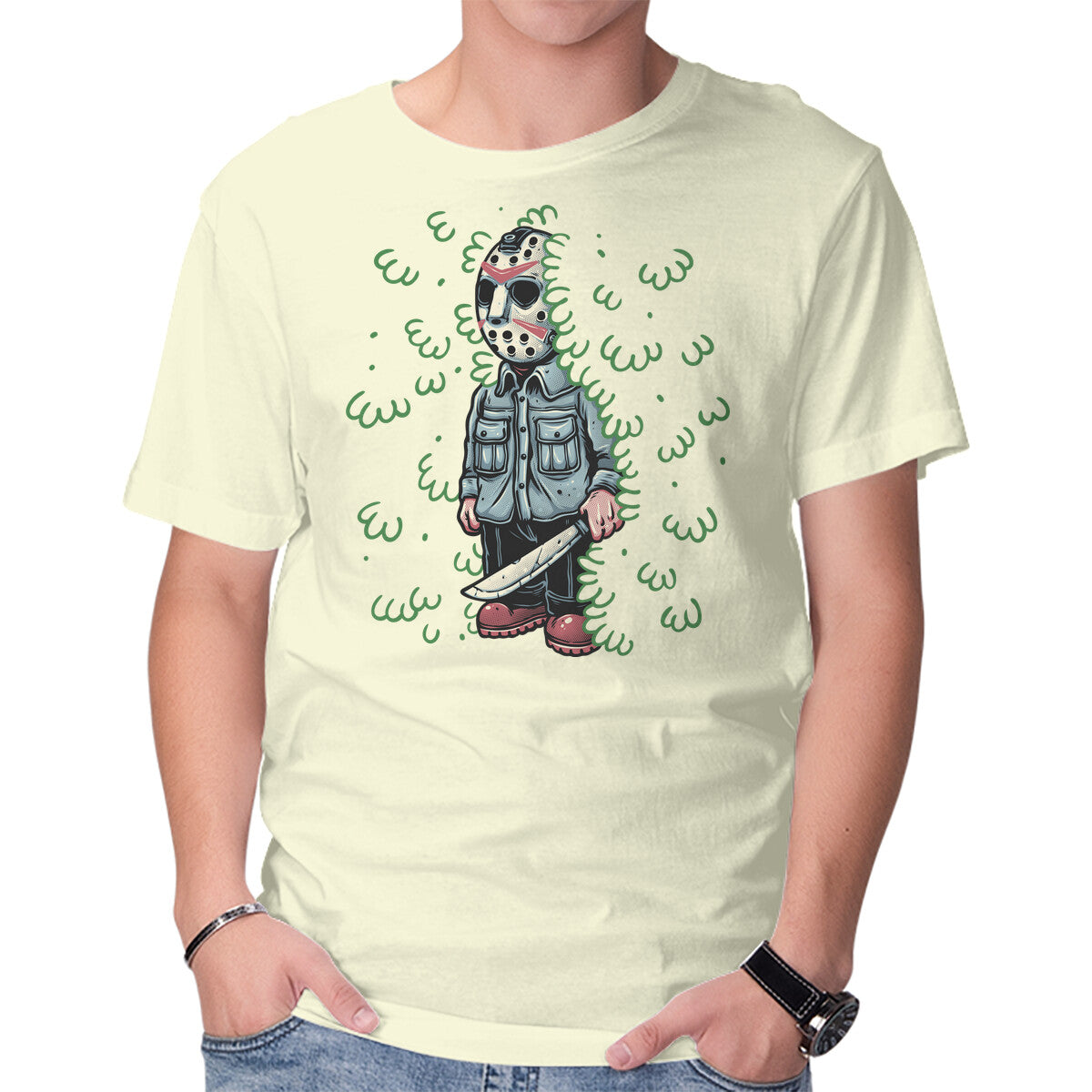 Unisex Crew Neck T-Shirt Lurking In The Camp Graphic Short Sleeve Casual Tee M