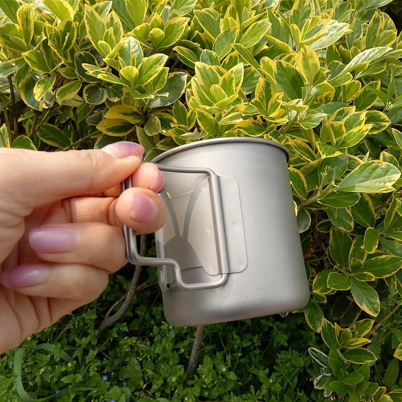 Oem Polar Outdoor Titanium Pot Coffee Hiking Camping Accessories Cookware Hanging Pan Cooking Cup Pot With Portable Bag