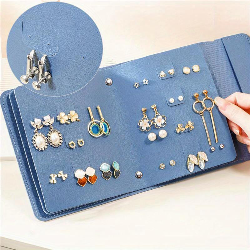 1PC PU Leather Ear Stud Storage Bag Multi-layer Jewelry Finishing Storage Organizer Book Type Storage Bag For Earrings Rings