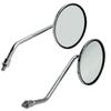 TKY Motorcycle Short Classic Motorcycle Universal Set of Left and Silver Mirrors, Mirrors, Round, Mirrors, Right, (8mm)