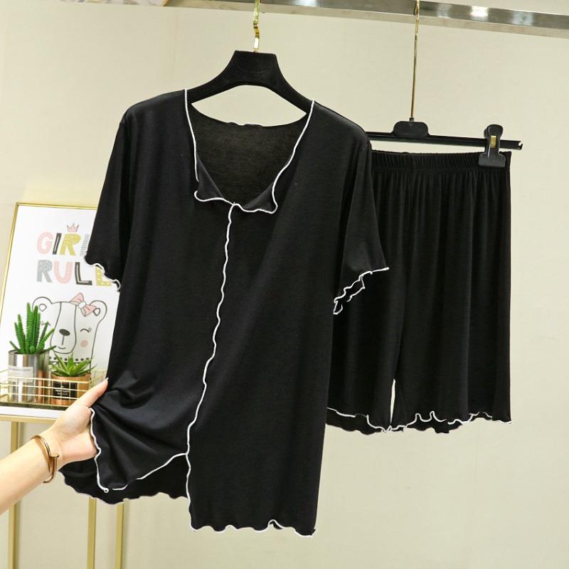 

Свободные шорты с короткими рукавами, домашняя одежда, женская летняя тонкая пижама для улицы, универсальный повседневный комплект из двух предметов, костюмы и комплекты для женщин XXXL