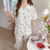 Sweet and Cute Pajamas Women's Summer Short-sleeved Trousers Girls Loungewear Suit