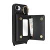For iPhone 16e Case with Lanyard/Mirror/Card Holder Grids Pattern RFID Blocking Phone Cover