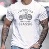 Summer Men's 100% Pure Cotton Casual Loose Oversized Classic Motorcycle Creative Printed Round Neck Short Sleeved T-shirt Top
