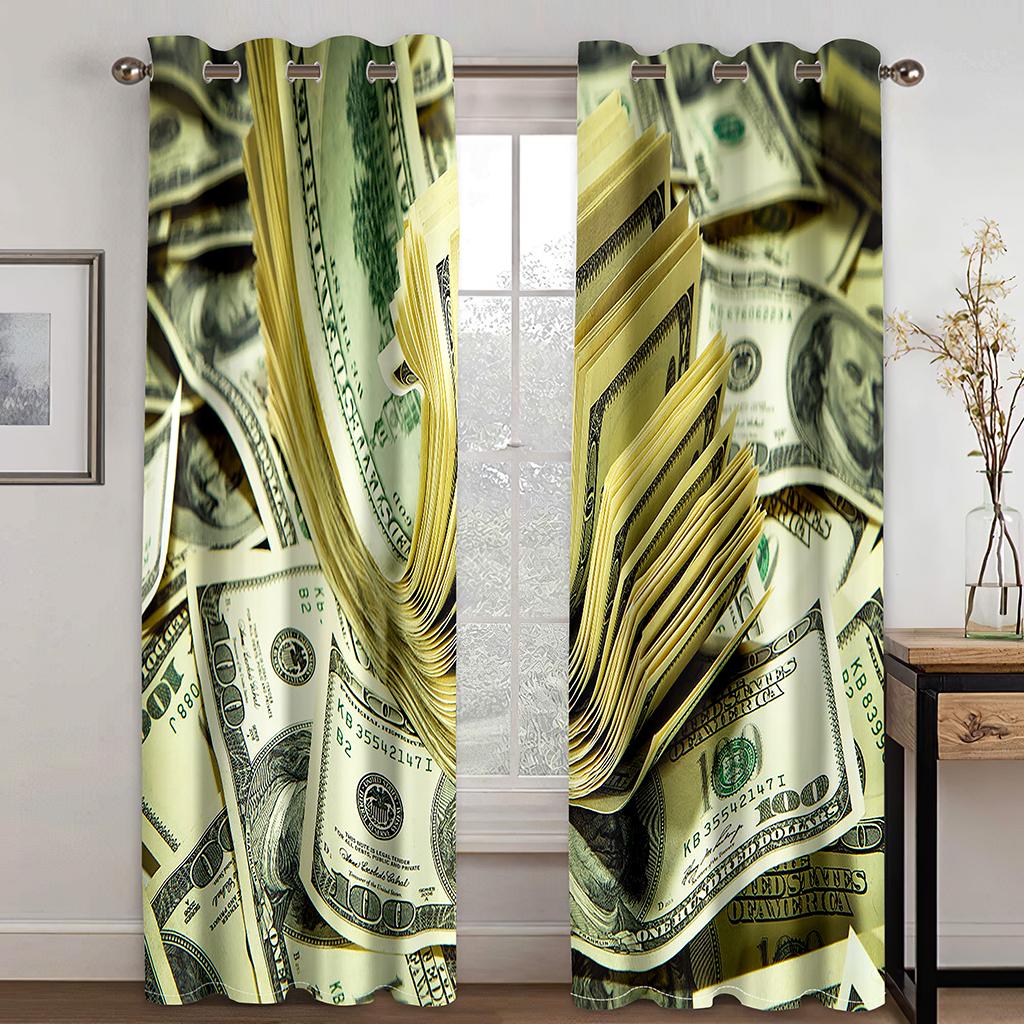 

Деньги Золотая монета доллары США 100$ Оконные шторы шторы жалюзи для детской спальни гостиной кухни двери домашнего декора 2 шт. 100W130H(CM)40x51in&Grommet Top