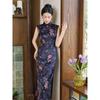 New Chinese-style improved cheongsam summer purple Hong Kong style retro daily elegant sleeveless women's dress dignified and noble