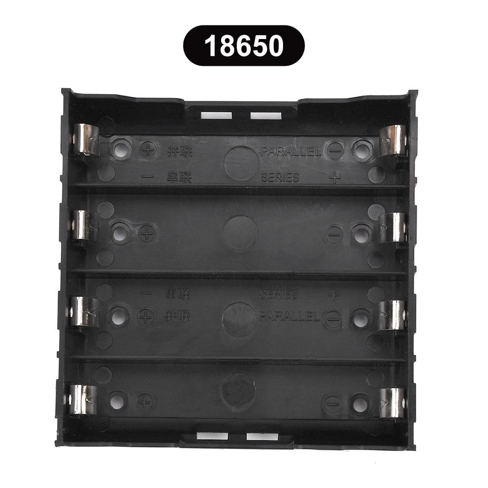 

4 Slots 21700 18650 Battery Case Holder in Parallel 3.7V Pole Black for soldering Storage Box in Parallel Plastic Batteries Case
