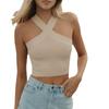 2024 Spring/Summer Women's Knitted Backless Cross Halter Strap Bralette Sweater Tank Top