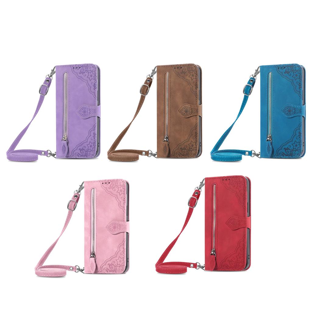 Leder Lanyard Reißverschluss Geldbörse Kartenfach Hülle Für Samsung Galaxy A55 A15 A14 A24 A34 A54 S23 S24 Ultra S22 S21 Crossbody Hülle