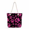 Multifunctional Dog Paws Printed Thick Rope Shoulder Beach Bag Casual Large Capacity Handbag 7601