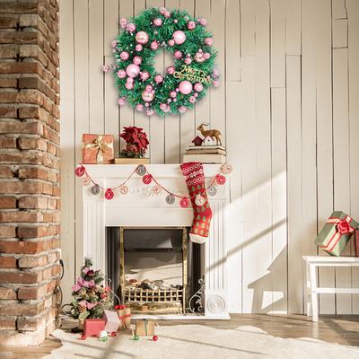 Christmas Wreaths for Front Door 19.7-inch Artificial Christmas Wreath Xmas Ball Ornaments