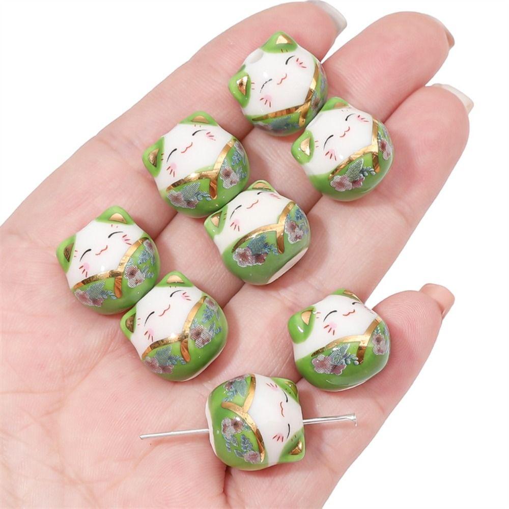 Makeing Bracelet Plutus Cat Beads Cat Fortune Cat Loose Spacer Beads Maneki-neko Beads  DIY Jewelry
