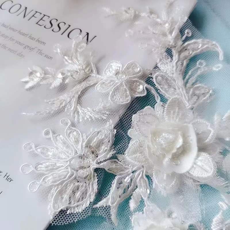 Three-Dimensional Lace Embroidery Lace Flower Handmade Diy Flower Accessories Headgear Clothes Decoration Nail Beads Clothing Accessories