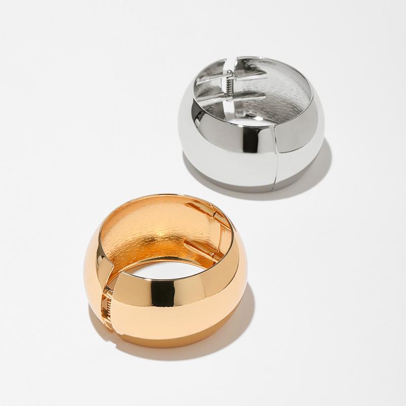 Exaggerated Glossy Wide Metal Cuff Bracelets Bangle for Women Men Street Hip-hop Punk Bangles Jewelry Party Accessories