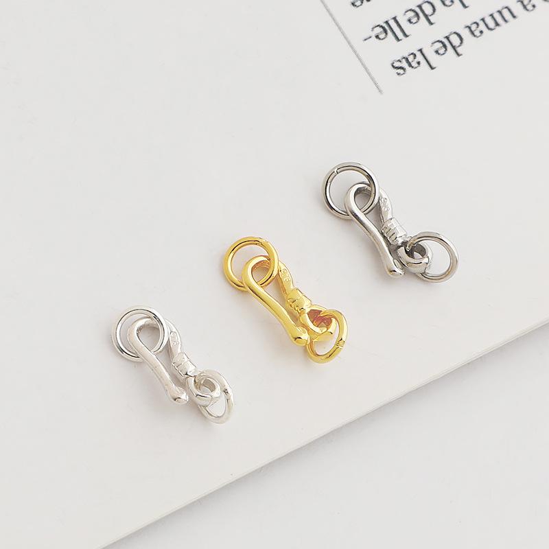 Conectori pentru bijuterii DIY: Închizătoare din argint sterlin S925 placate cu aur, cu model S, semn de întrebare și catarame de închidere pentru brățări și coliere.