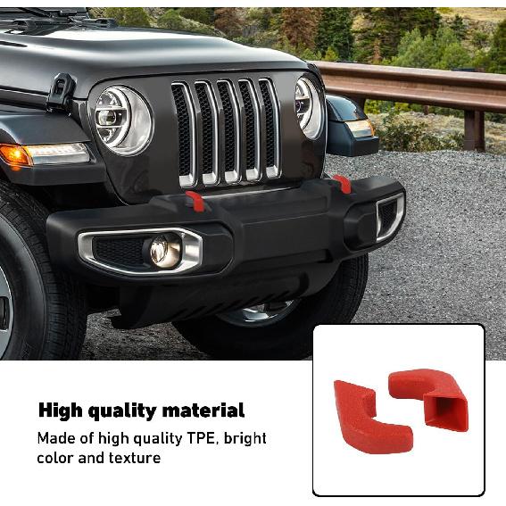 Pair Front Bumper Tow Hook Rubber Sleeve Protectors For Jeep Wrangler JK JL JT