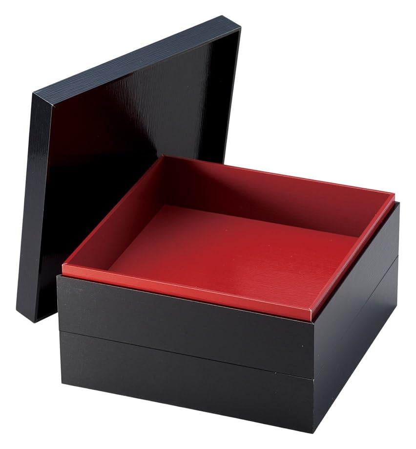 

Yamako Paper New Year s Food Box, Square, 6.5 inches, Two Tiers, Black, Approx. 19.8 x 19.8 x 11.3 cm, Product Number 22644
